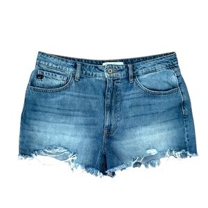 KanCan Blue Denim Distressed Cotton Denim Shorts
